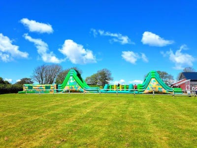 bouncy assault course West Wales