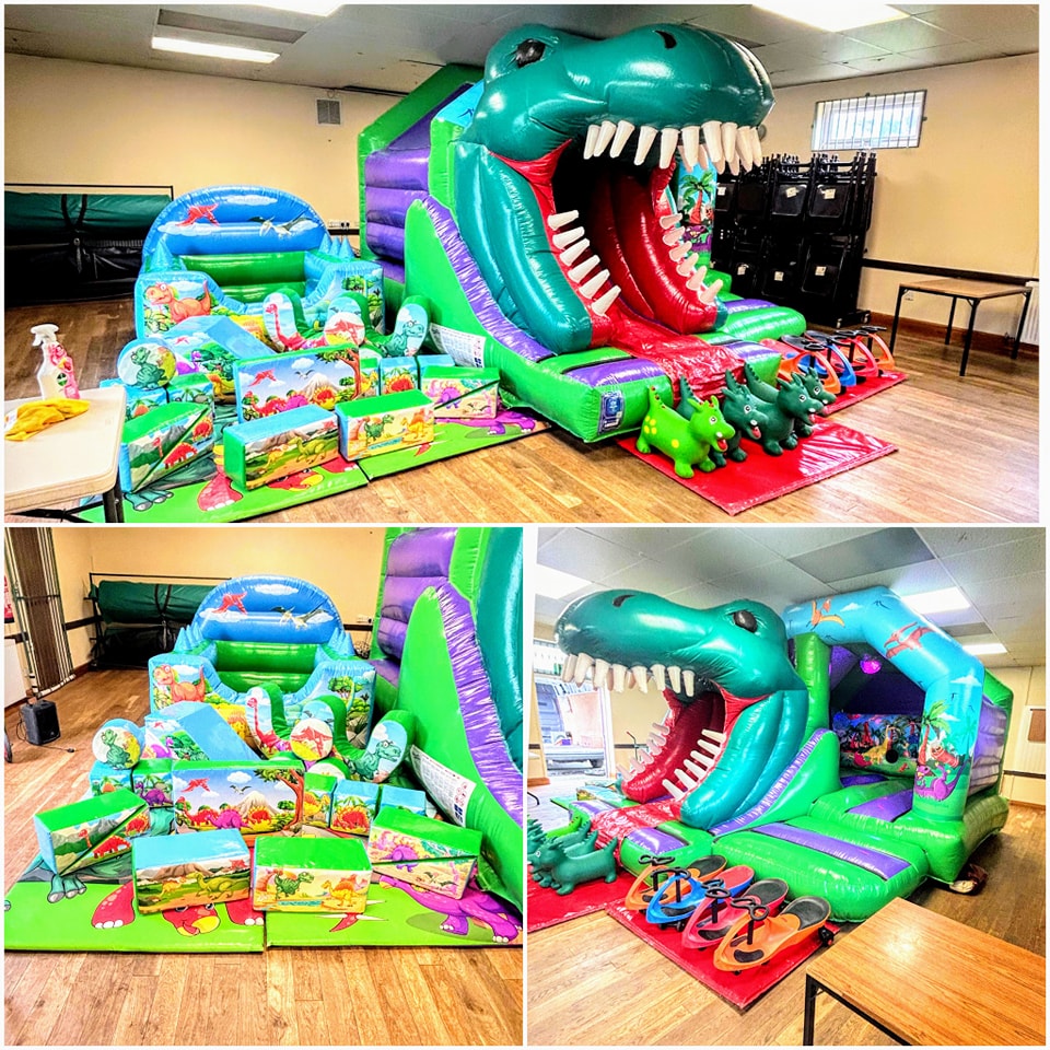 Dinosaur Disco Castle/Slide Combo, Dinosaur Soft play & ball pool