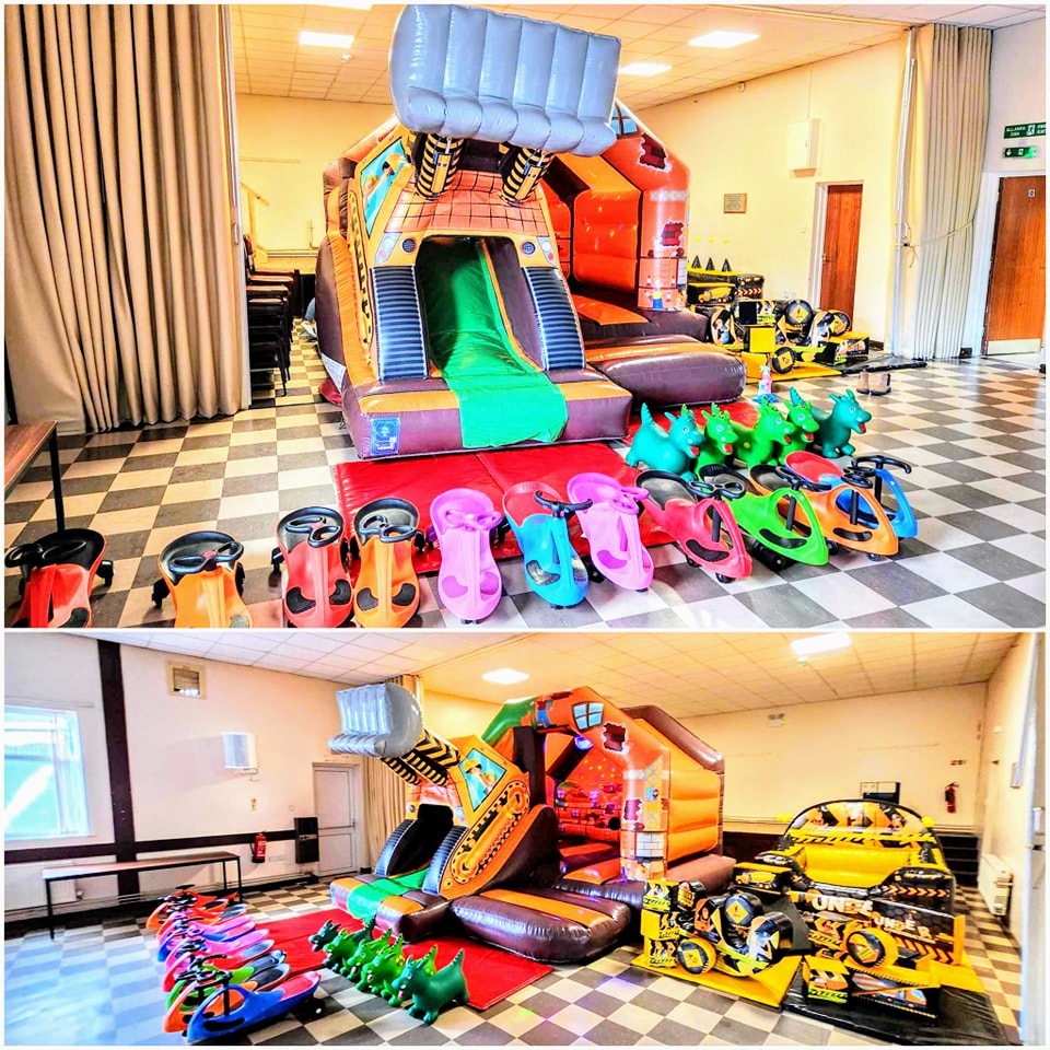 3D Digger Disco Bouncy Castles/slide, Construction theme Soft Play & Ball Pool, 3D Digger Disco Bouncy Castles/slide, Construction theme Soft Play & Ball Pool,